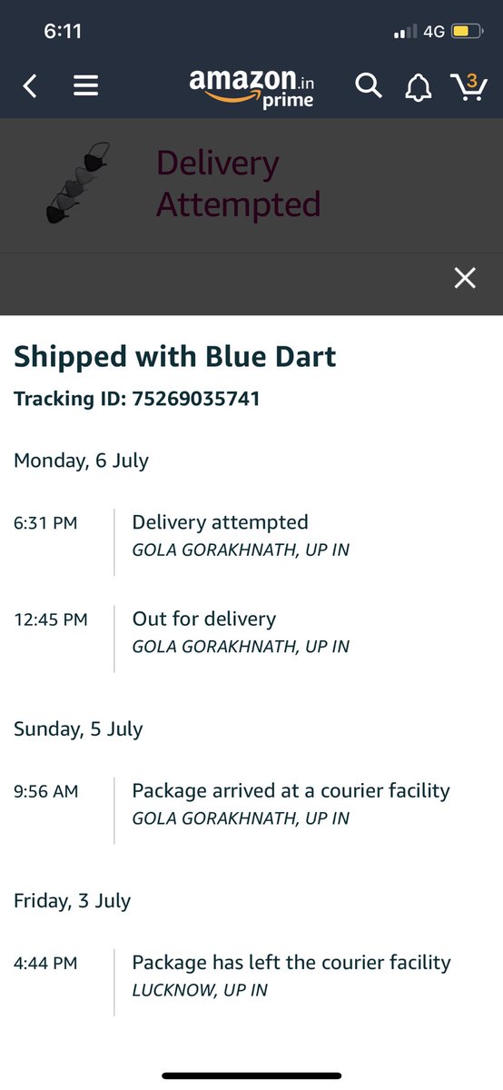 ALIAUBD786's tweet photo. @AmazonHelp It’s not updated after 6 https://t.co/o4diyoXpGm