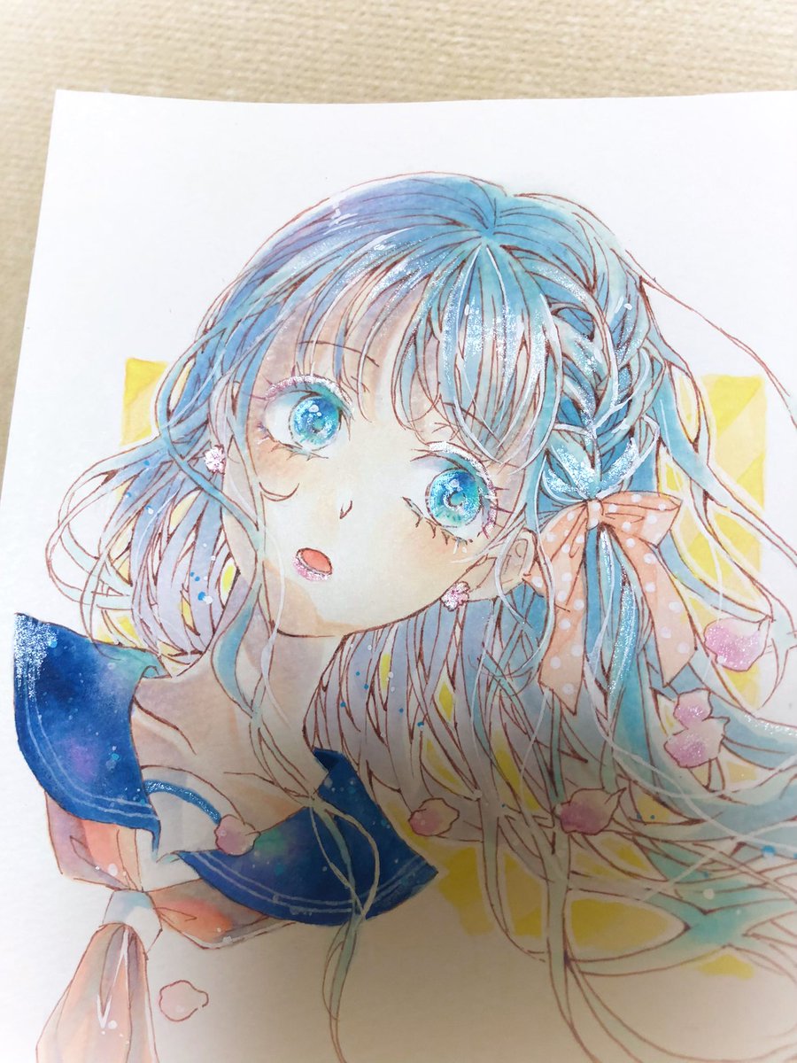 24218M 手描きイラスト 絵画 ドローイング 水彩画 美人画  