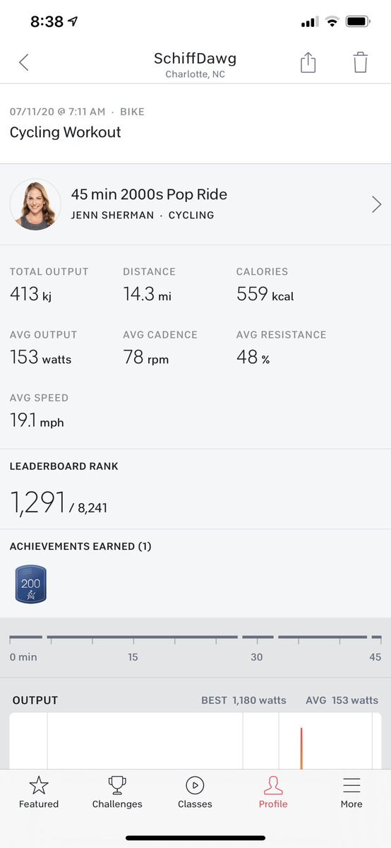 schiffern's tweet image. 200th ride milestone!💪🤘#onepeleton