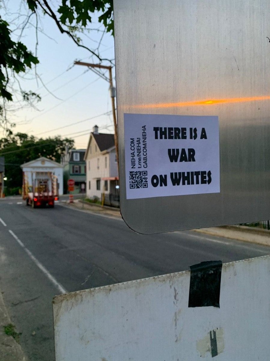 EuropeanAssoc's tweet photo. NJEHA activists placed promotional materials around:
--Center Valley, Pennsylvania
--Sommerville, New Jersey
--New Hope, Pennsylvania
--Lambertville, New Jersey
#JewishMediaIncitesRaceWar
#OffYourKneesWhiteMan
#ReclaimYourNation https://t.co/C7YkFiB5fC