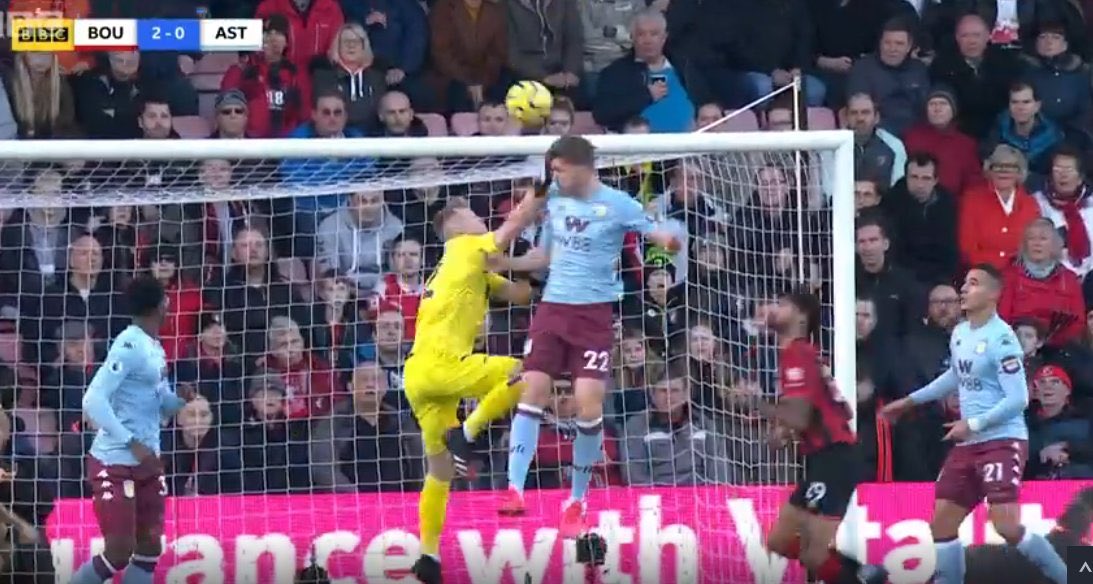 Bournemouth (A) Definitely a pen, keepers nowhere near the ball would have given us a point....  #AVFC  #UTV