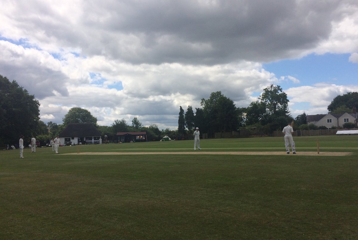 We are finally playing cricket ⁦<a href="/HitchinCC/">Hitchin Cricket Club</a>⁩ 3’s are batting in the lovely setting of ⁦<a href="/ClubWestoncc/">Weston Cricket Club</a>⁩ #getthegameon