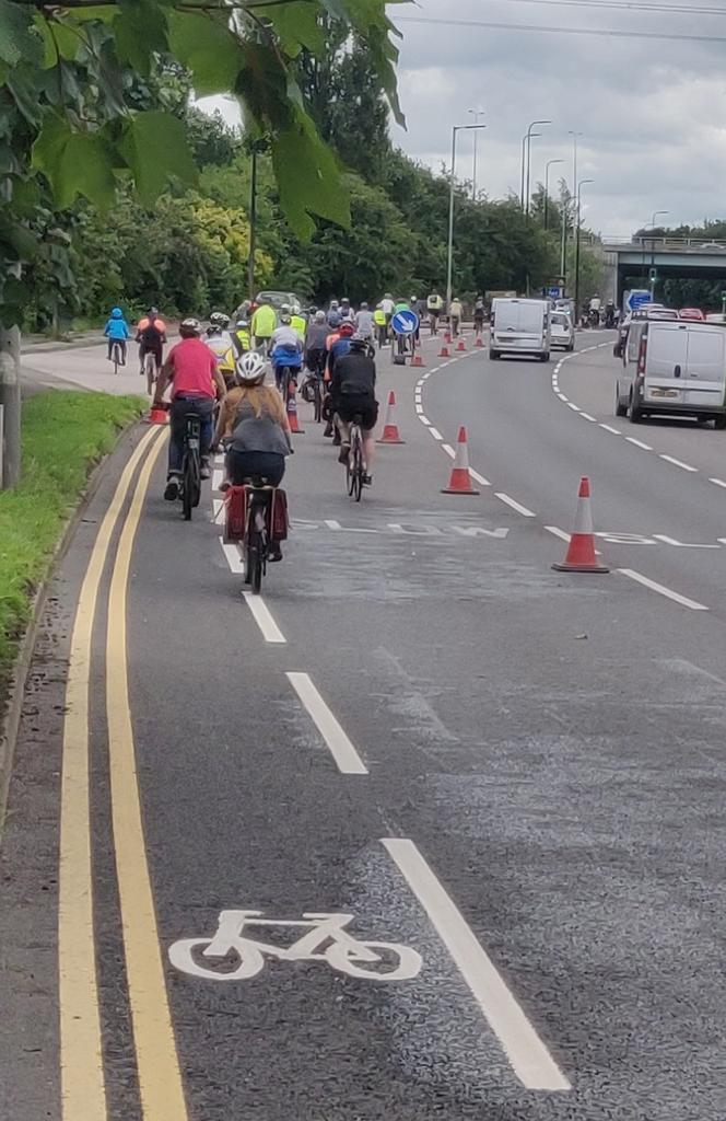 Cheryl Law (@lawcheryl) on Twitter photo The #A56 this morning. These are the people who want to cycle. When they feel safe they get on their bikes. For so many people I spoke to this was their first go cycling on a main road. That means that normally they would drive! #BuildBackBetter <a href="/Chris_Boardman/">Chris Boardman CBE</a> The #A56 this morning. These are the people who want to cycle. When they feel safe they get on their bikes. For so many people I spoke to this was their first go cycling on a main road. That means that normally they would drive! #BuildBackBetter <a href="/Chris_Boardman/">Chris Boardman CBE</a>