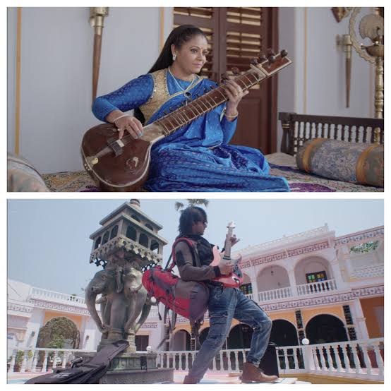 When words fail, music speaks..First time Abir plays guitar in the show..That was a jugalbandi with big ben..Abir with his guitar n Meenu with his sitar, what a wonderful n beautiful musical mix.Shaheer Abir  @Shaheer_S  #ShaheerTheAbirReturns