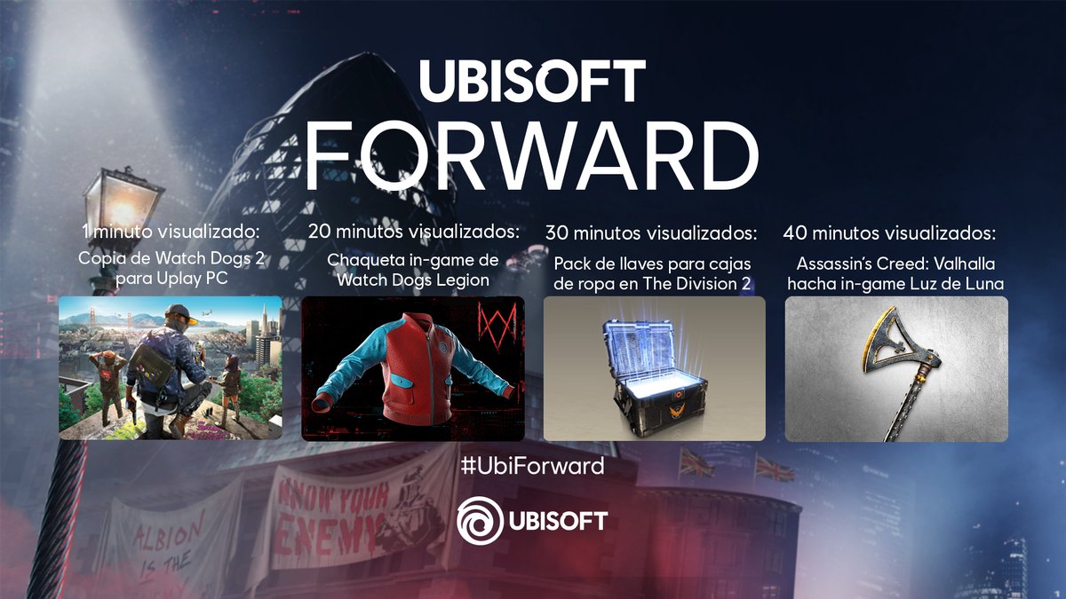 Aquí tenéis los regalicos que hemos preparado para que vengáis a ver nuestro #UbiForward mañana. Incluye una copia gratis de Watch Dogs 2 para PC. Ni tan mal 👀

Podéis ver el evento y conseguir los drops aquí: ubi.li/JV3aA
