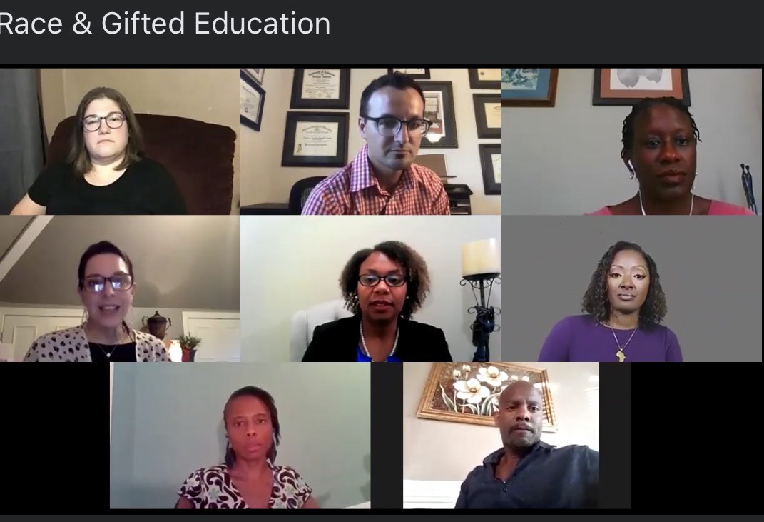 Thomas_Gifted's tweet photo. Our first webinar on Race &amp; Gifted Education. Thank you panelists: Rep. Fredrick Love, Romona Cheneval, Dr. Karama Neal, Amber Booth-McCoy, Key Fletcher, &amp; Christen Stanley. More webinars are coming! Stay tuned! @agate_ar @MichaelPoore1 @DustinSeaton #AGATE @GiftedLrsd https://t.co/2pI52km08w