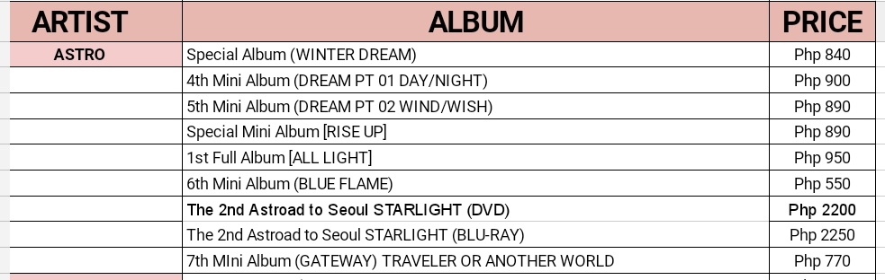 [HELP RT] #InfinityStarPHGO BATCH 2  #ASTRO   - OFFICIAL AND SEALED ALBUMS  PRICELIST  ✓Normal ETA✓FREEBIES from Our shop  DOO : July 30,2020 DOP : July 31,2020FEEL FREE TO DM OUR SHOP  