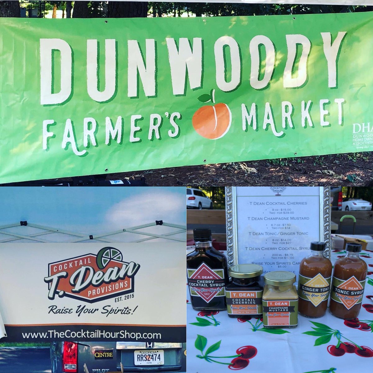 sean_fagan_1's tweet photo. Our 1st visit 2 the Dunwoody Farmers Mkt  coincides with their 2020 opener! Beautiful spot w/ grass &amp; plenty of shade. It’s cool out now &amp; there is a breeze - come out 2 pick up #tdeancocktailprovisions 4 a wknd  libation or two! #cocktails #tonic #gingertonic #cocktailcherries https://t.co/lbD9tjHNUy