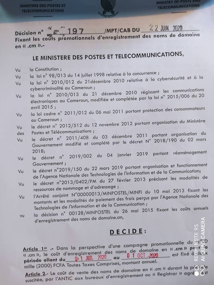 LibomMinette's tweet photo. Promotion pendant trois mois du nom de domaine ".cm" https://t.co/20hPhcco3j