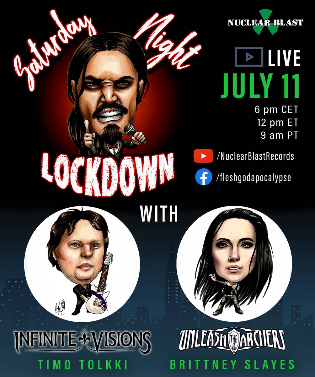 FApocalypse's tweet photo. Live in 2 HOURS!
On Facebook: https://t.co/1eJcTRczgS
Also on @nuclearblastusa @nuclearblasteu YouTube channel: https://t.co/NtmYWhRmYe
#saturdaynightlockdown https://t.co/dVqjPcJbSf