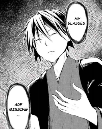 5. Comfort objects/stimming.Ranpo’s biggest comfort object is obviously his glasses from Fukuzawa. Without them, he shows a lot of distress, gets increasingly more upset, and argues with others, as shown in the ranpo vs poe chapter.