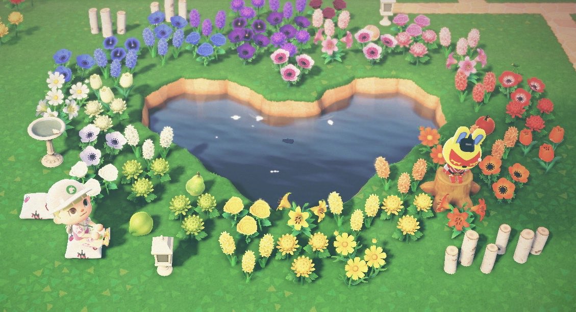 やまだ ハートの池まわりをかーくん様 Kami Kun24 の動画を参考に お花畑にしてみました ハートの池つぶそうか悩んだけど 残してよかった ミラコ寝てるのかわいい T Co Sgt9pzyktl Twitter