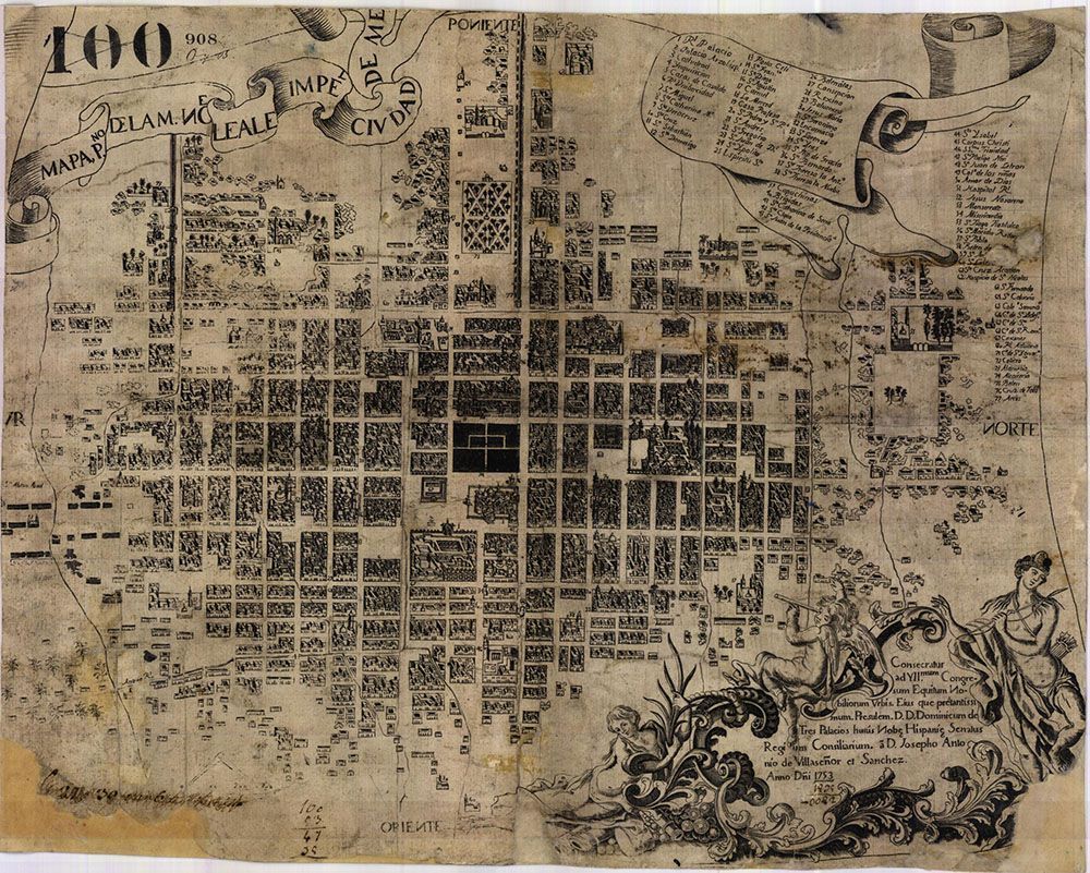 5. “Mapa de la noble y leal Ciudad de México” by José Antonio de Villaseñor y Sánchez (1753)
