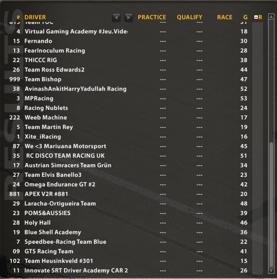 Gathdrel's tweet photo. @iRacing Only 14 cars on track? This doesn't seem right? Spa 24 hours https://t.co/s066vrjyzv