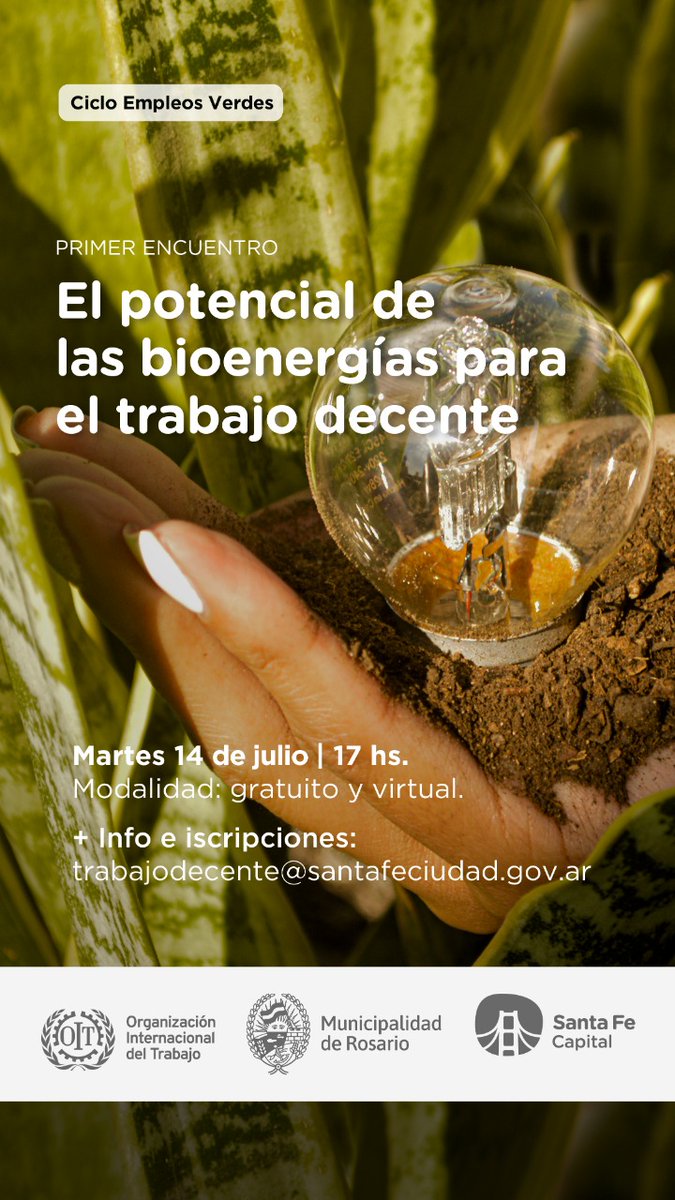 ProbiomasaARG's tweet photo. ✍️Martes 14/07, 17 hs. Webinar: El potencial de las Bioenergías para el Trabajo Decente.

Más información: https://t.co/n5NWRZTCyN https://t.co/RPv3WX5ftm