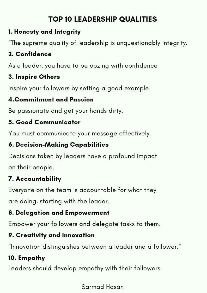 jboy1724's tweet photo. These are great qualities to use as a mirror for yourself. As you self reflect and evaluate how you lead ask yourself how effective am I at doing these things. Ultimately these qualities create the culture on your team and point back to who you are as a leader. #selfReflect https://t.co/3z7TzcU02V