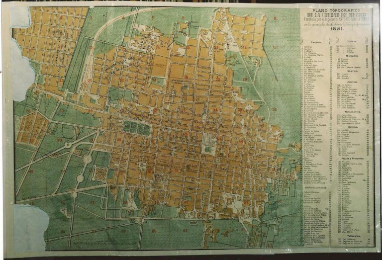 7. “Mapa topográfico de la Ciudad de México” by Antonio García Cubas (1881)