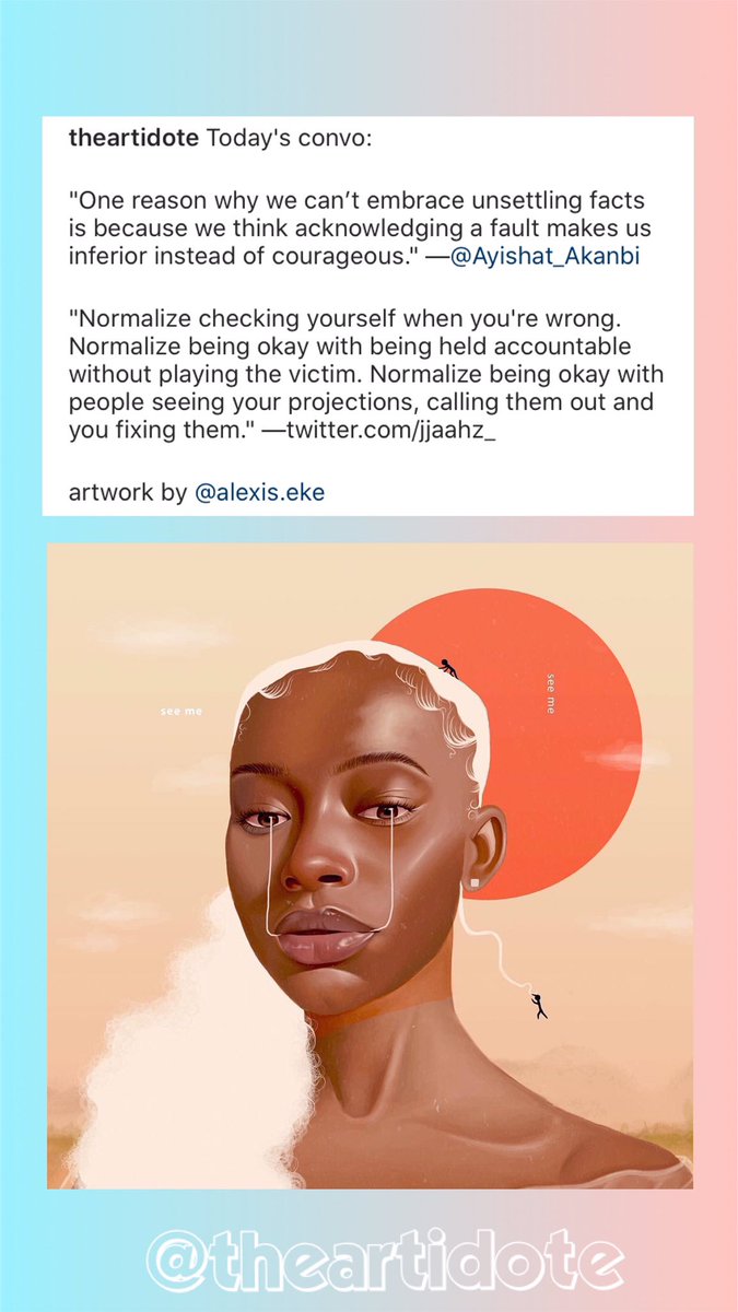 TheArtidote's tweet photo. Accountability heals. Remember this.
Being responsible for yourself and your heart. Being responsible for your actions. There's healing in that.

So be accountable for the things that you love. Which are the things that—when all is said and done—are worth the most.

🌻
Jova https://t.co/ixXYW4gDlv