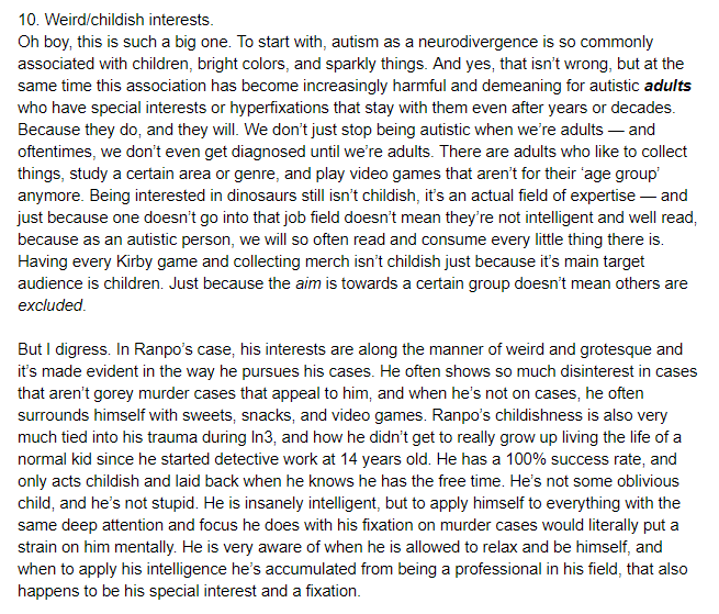 10. Weird/Childish interestsThis one is so long so i'm gonna just slide a whole screencap in here