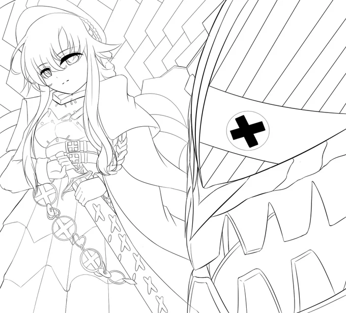 半日時間かけて描いた線画
自分で言うのもアレだけど今までのイラストの中だと多分1番凄いの描いてたと思う 