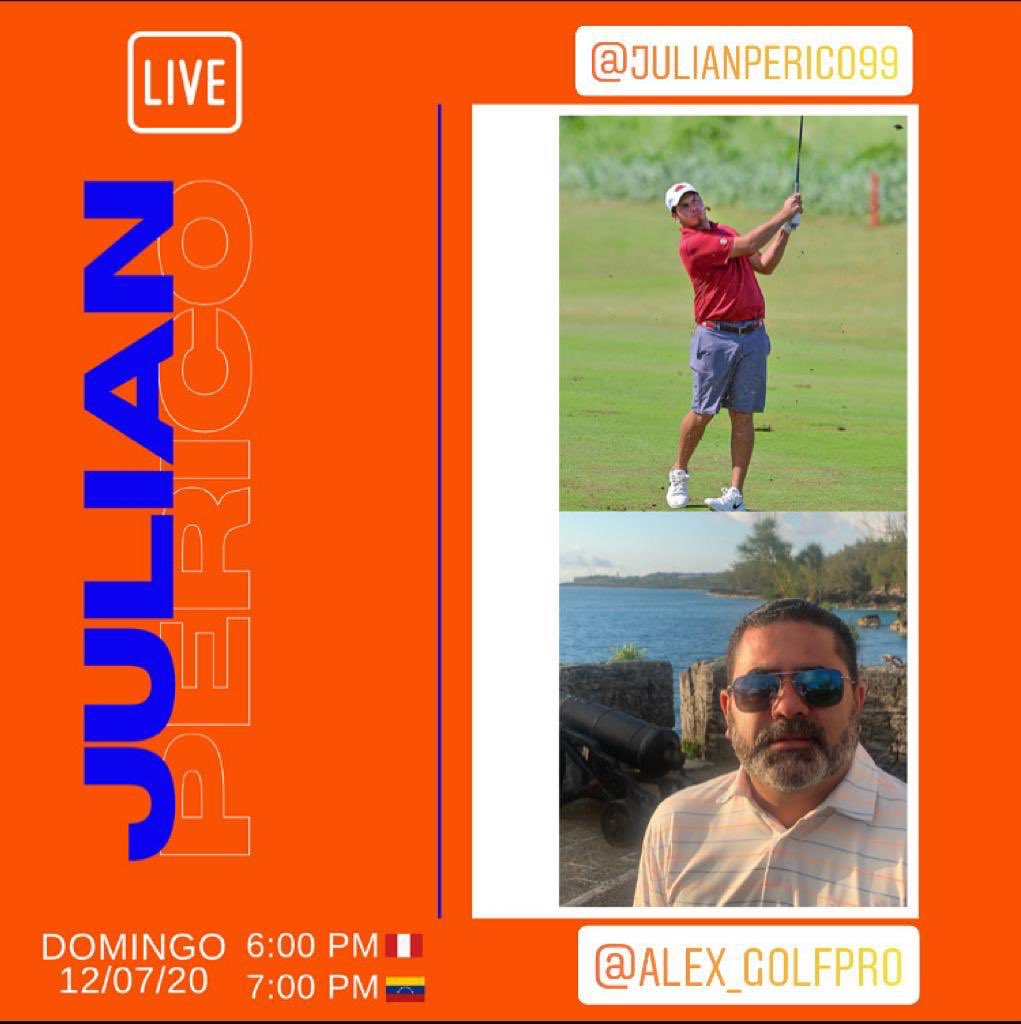 En esta oportunidad los invito a conocer al talentoso golfista Peruano Julián Perico.
Figura del Golf Amateur  en Suramérica, Miembro del Equipo de Golf Peruano y Jugador de la Universidad de Arkansas.
Los Esperamos
Domingo, 12/07/2020
Hora:  7:00 P.M 🇻🇪
             6:00 P.M 🇵🇪