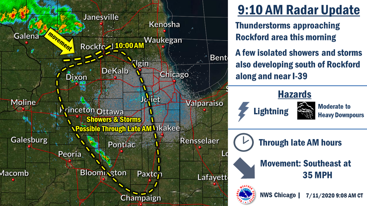 Storms in SW Wisconsin are approaching the Rockford area & will arrive