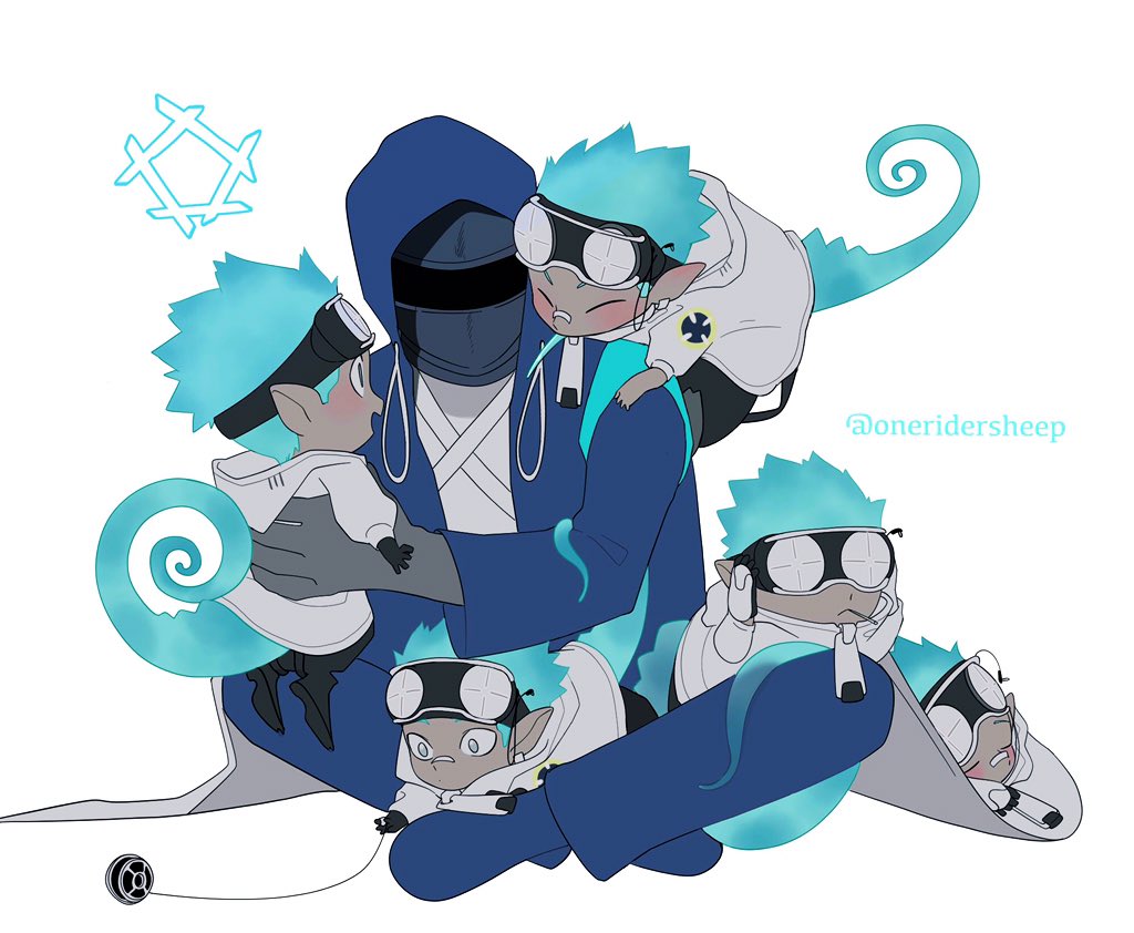 tail male focus pointy ears goggles hood dark skin white background  illustration images