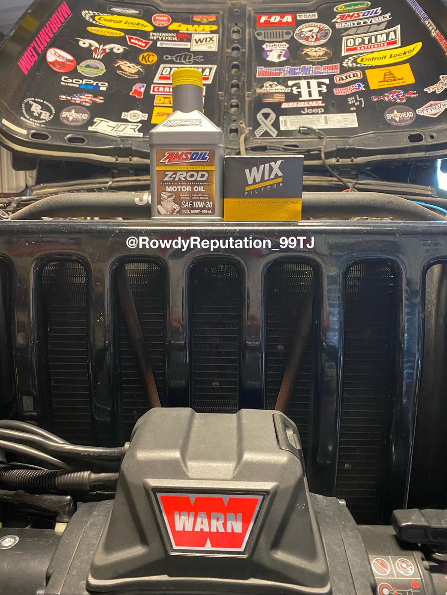 RowdyRep_99TJ's tweet photo. A little Saturday morning maintenance. If you’re interested in Amsoil products, please contact me. #SelfSponsored https://t.co/ZiLIFMf9l4