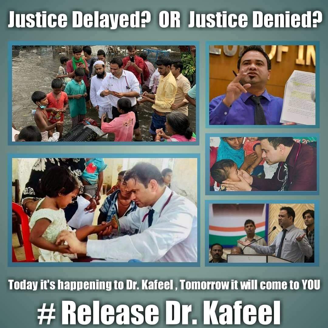 BeingSalmanK007's tweet photo. A humble request to all humanistic twitter users to please raise your voice for an innocent doctor..
At this odd circumstances the country needs qualified doctors but a capable Doctor is in the jail it's beyond of comprehension. 
#Dr_Kafeel_पर_अत्याचार_बंद_करो https://t.co/My8K7QuRdq