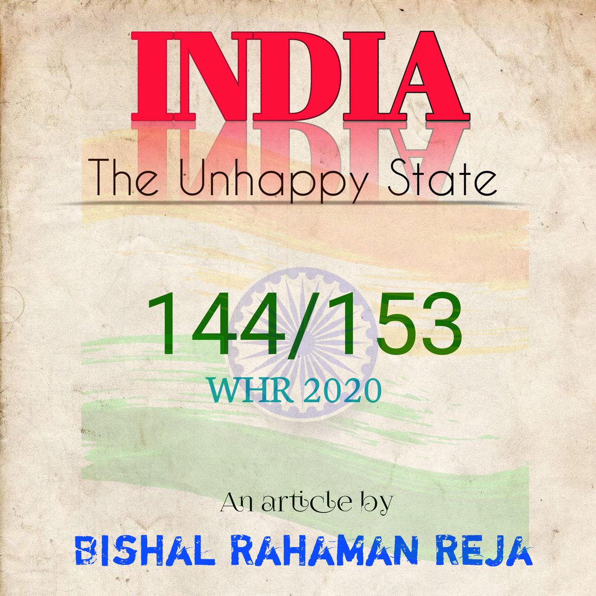 BishalReja's tweet photo. INDIA : The Unhappy State
https://t.co/6sse9g18tT
An article written by me. ☝️

#WHR2020 
#WorldPopulationDay https://t.co/q7OHBu7NYH