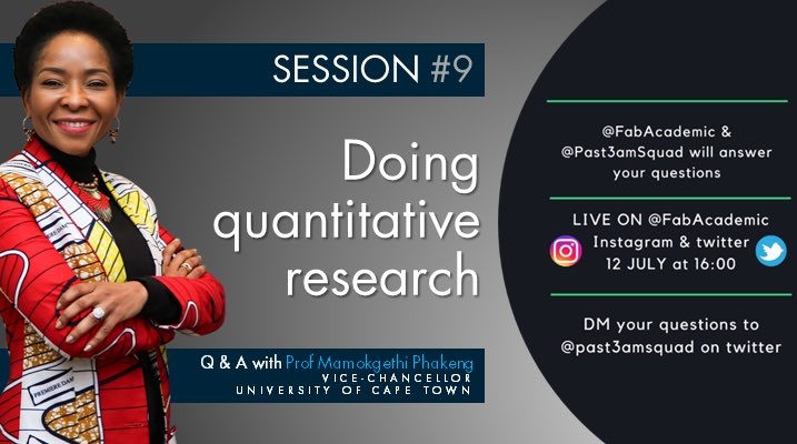 FabAcademic's tweet photo. Tomorrow live at 4pm (SAST) Iโll be with Prof @john_ataguba & Dr @lhatiph talking about quantitative research design. When is quantitative research approach appropriate?
How do you design quantitative study?
Are there downsides to quantitative research? #PostGradTalk https://t.co/X9se3zhPYe