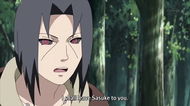 even itachi knew that the only person who could bring sasuke back to the good side was naruto. naruto believed until the end that he could bring sasuke back. he never gave up on him. “he was always mine to deal with”