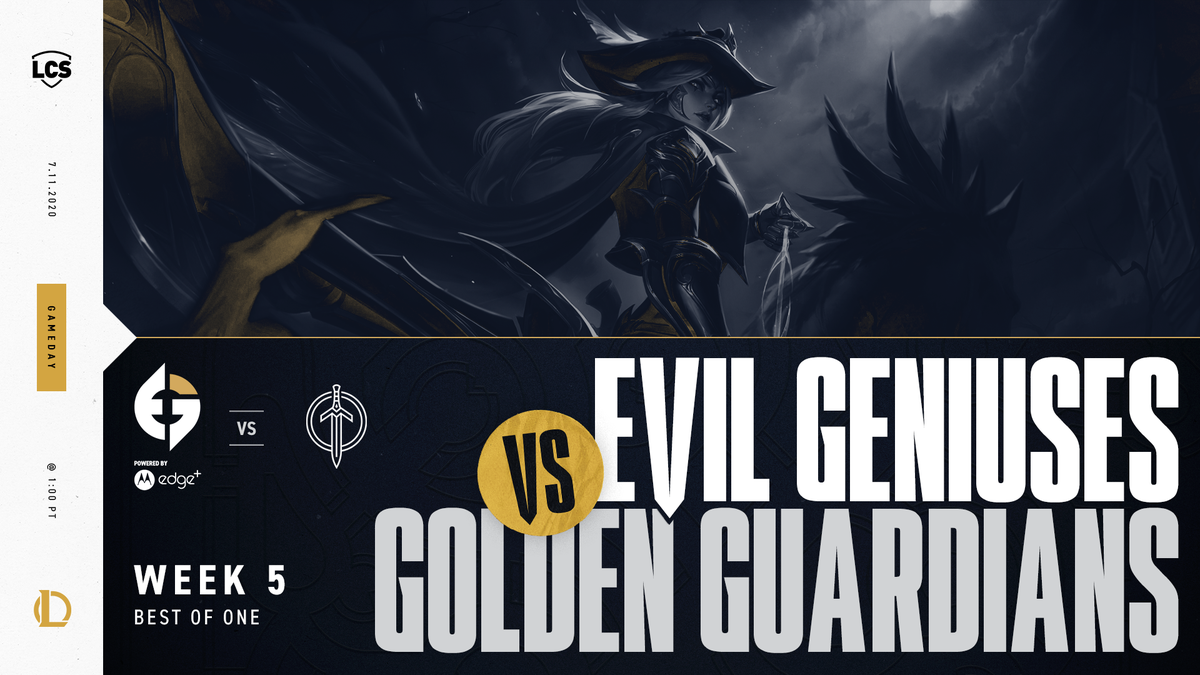 EvilGeniuses's tweet photo. Tune in now as #EGLCS is kicking off Week 5 of the #LCS Summer Split against @GoldenGuardians. #EGWIN

🔴 https://t.co/4eMqBbSnsx https://t.co/HWbIRKfAgg