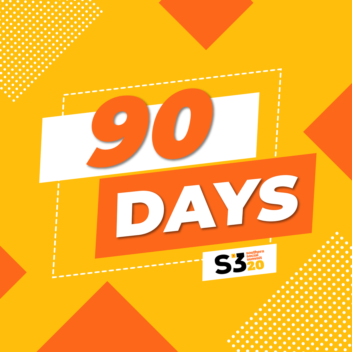 SouthSocSummit's tweet photo. The countdown continues: only 90 DAYS until we kick off S3 2020 🤩 Have you secured your ticket yet? https://t.co/Vt5IH2SEO6
