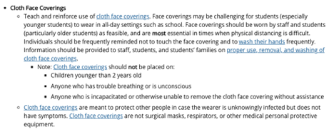 Rutherford County, for example, will not require face masks in schools (although that could change). What does the CDC say? 12/