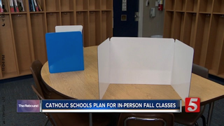 At Saint Ann School, “All students will be spaced at a minimum of 3 feet apart with privacy dividers on the side of desks. This will allow students to remove their masks.” 16/