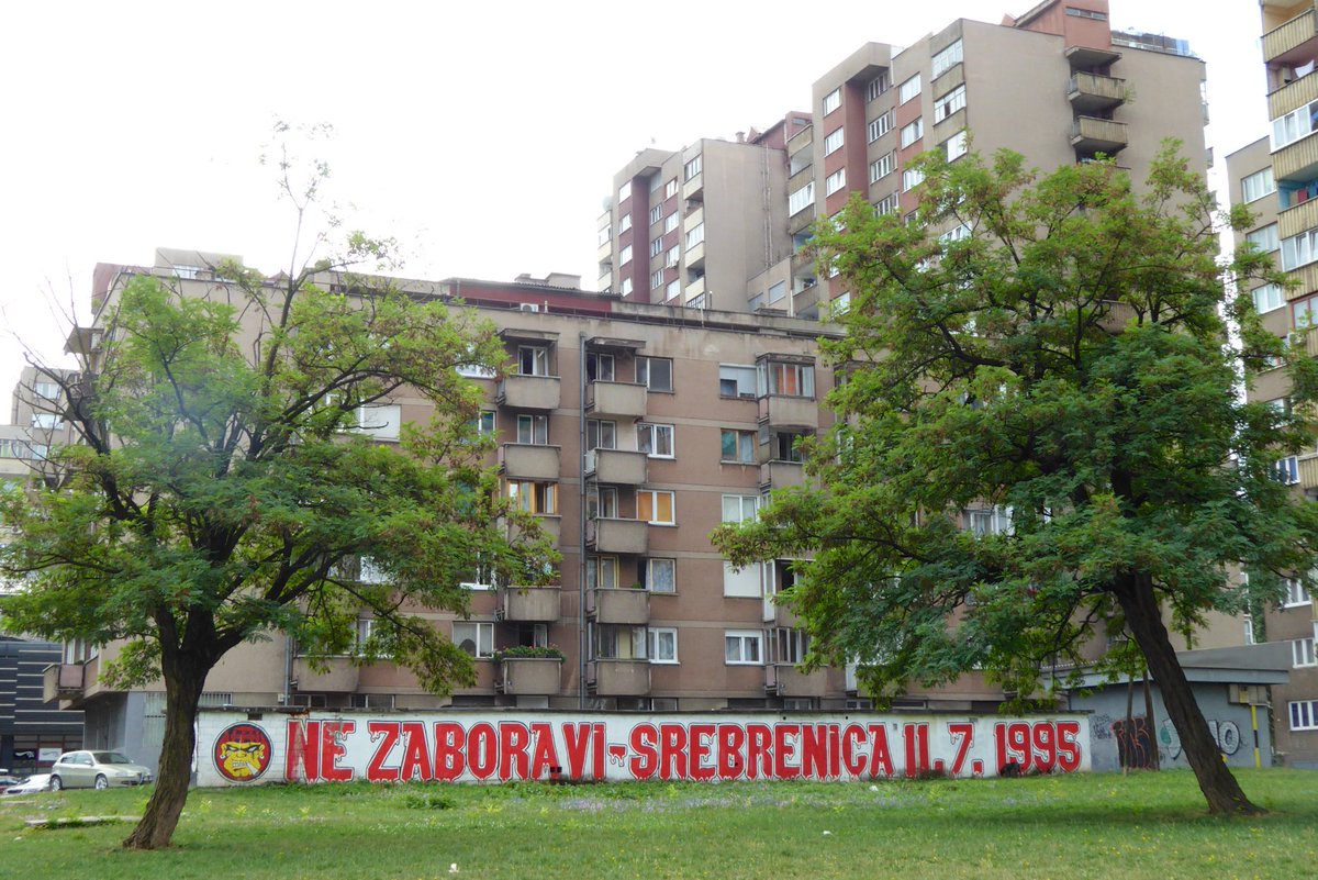 GrantyRio's tweet photo. Football-memorial-street art by fanatic mates of @nkcelikzenica when I was covering the refugee crisis of 2015. Bosnia Herzegovina a revelation tho-brilliant people/unbelievably kind/strong hearts/Sarajevo amazing/a beautiful land #lovebosnia #hatefacism #NEVERFORGET #SREBRENICA https://t.co/DDQH8J3OaU