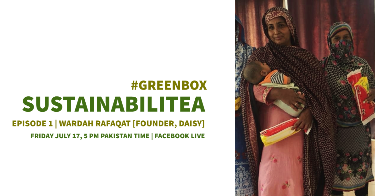gboxworld's tweet photo. It is time for #Sustainabilitea again. Join us every Friday 5 pm to meet young change leaders. In the 1st episode, meet Wardah, Founder (Daisy) who makes #biodegradable  &amp; low-cost #pads &amp; raises awareness on #menstrualhygiene.  #MHM #girlpower #youth #SDG5 #SDG3 #SDG6 #WASH https://t.co/1fEkNJ1OWl