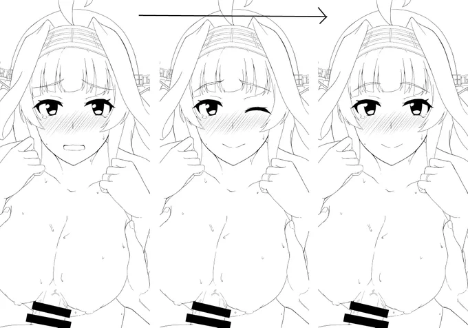 【R-18】今日は金剛線画まで。表情差分作ったり 