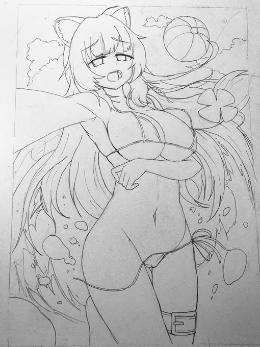 Outline inking completeペン入れ完了ッス!First waifu  Raphtalia from Rising of the Shield HeroNow criticise u weebs #drawing #イラスト #AnimeArt 