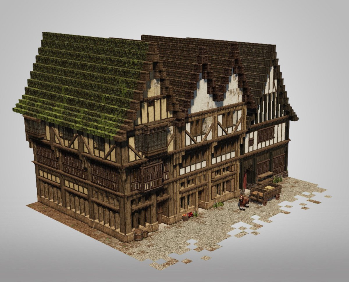 Anderson5519's tweet photo. Built some houses with 14th century English timber framing 

#Minecraft | #WeAreConquest https://t.co/pdWd12JomK