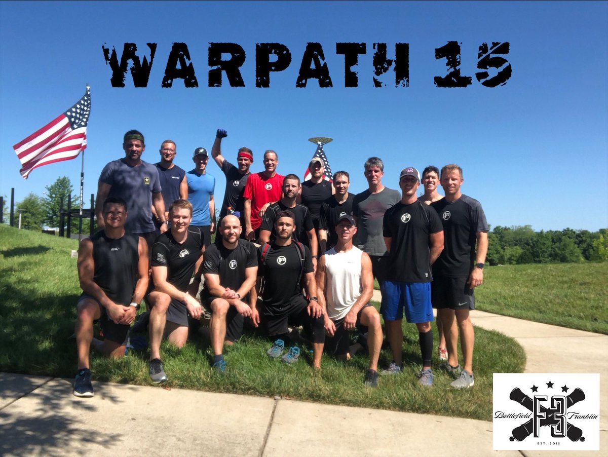 F3FranklinTN's tweet photo. WARPATH 15 is in the books! Well done HIMs of @F3FranklinTN. 5 hours of PT and running. That was #CSAUP! #ISI #HIMs #fitness @F3Nation @F3Memphis https://t.co/of94gmayX0
