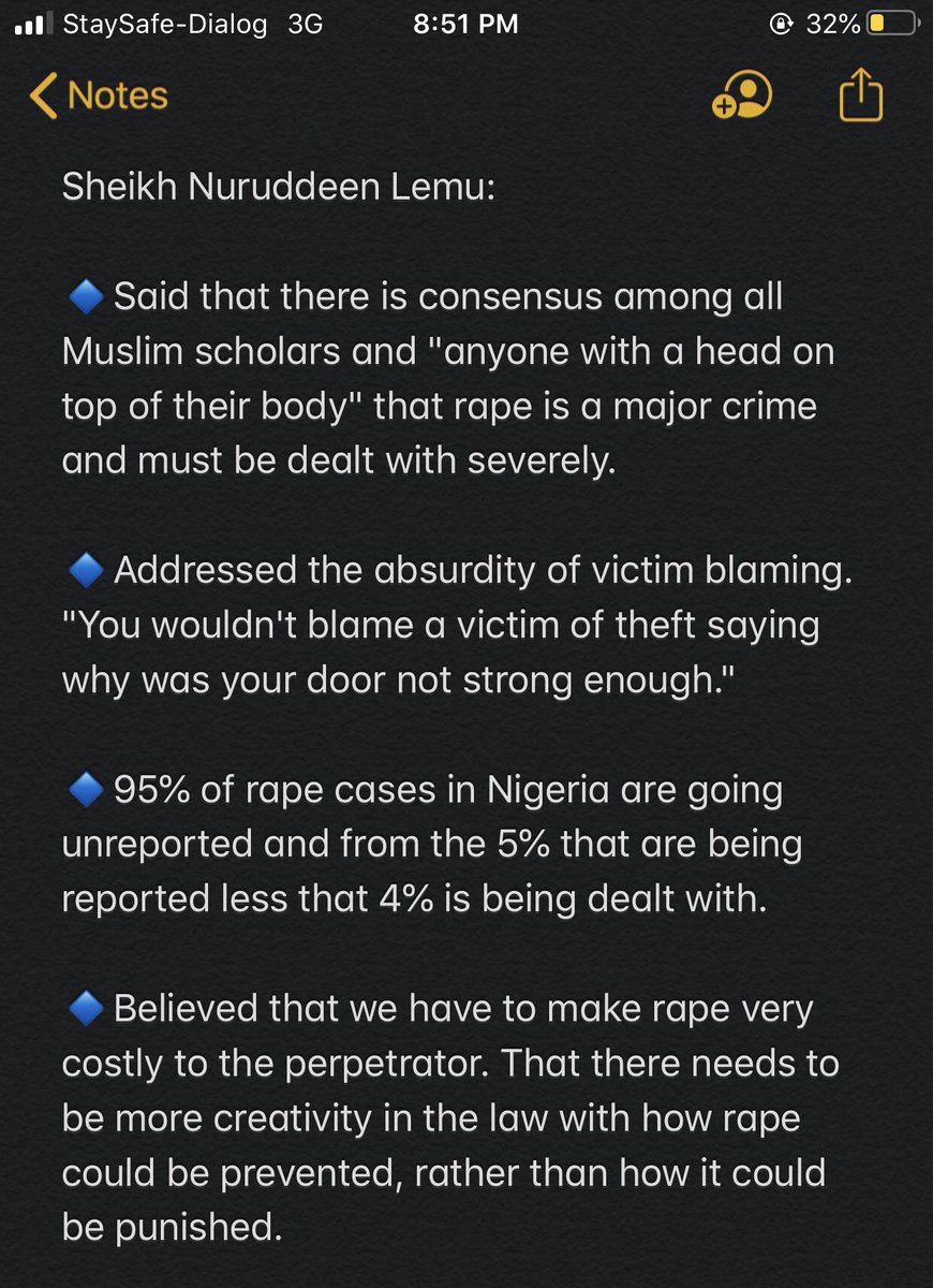 Notes from Sheikh Nuruddeen LemuTopic: The religious perception and penalty for rape including "marital rape"