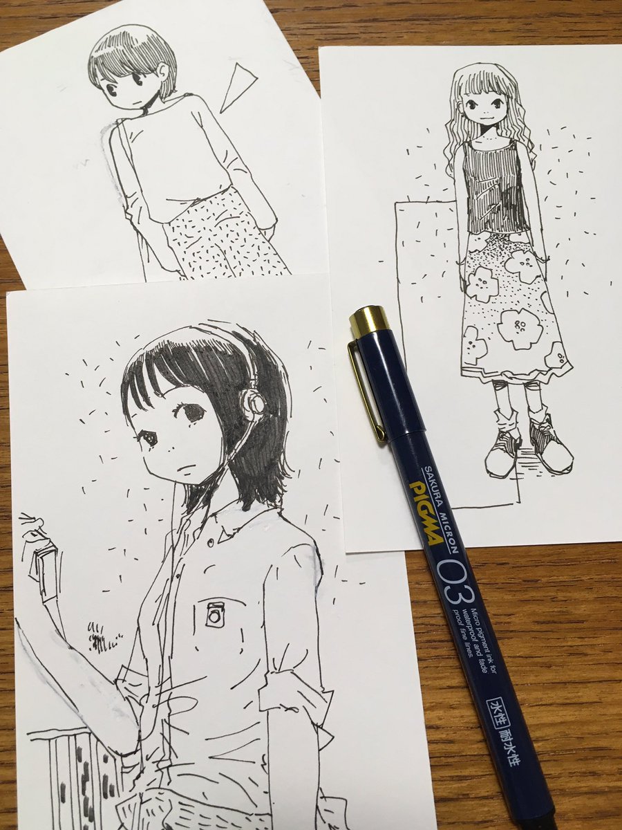 細いペンで描くと30年ぐらい前っぽくなるなー。(自分比)あの頃は細い線が好きだった。 
