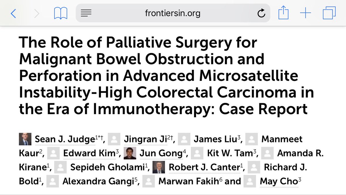 jgong15's tweet image. Don’t miss this #multiD #gem from @MayCho_MD @mgfakih @sepideh_gholami @AGangiMD in #MSI #crcsm palliative surgery even in the face of #PD as a bridge to durable #PD1 blockade pubmed.ncbi.nlm.nih.gov/32373540/  MSI-H offers a tool in mCRC but a shame if that tool is never used @FrontiersIn