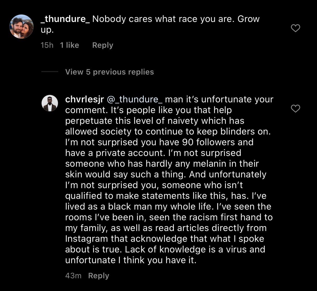 chvrlesjr's tweet image. I recently posted on @instagram asking why Black creators find it harder to get verified than others. A comment I received adequately showcases why/how systemic racism &amp;amp; racism at large is allowed to still exist in 2020. Lack of empathy &amp;amp; clear naivety. #BlackTwitter #blm