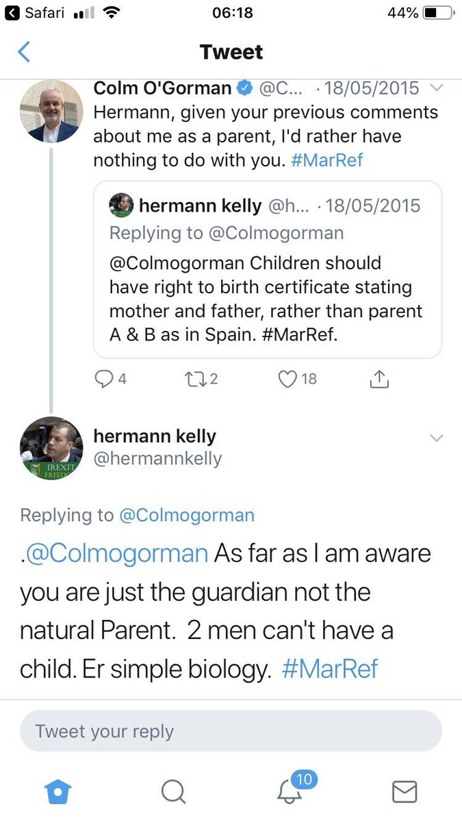 Here’s his anti LGBTQI human rights tweet (& insult to the electorate). Here he is being vile to Colm O’Gorman (particularly nasty).