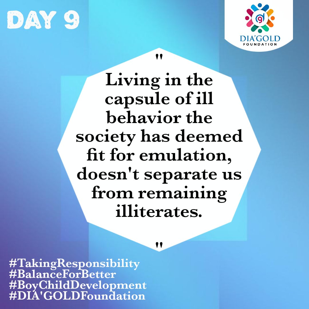Dia_GoldFndn's tweet photo. Day 11
https://t.co/YX2mPQAwfn
#EntitlementMentality
#BalanceForBetter
#BoyChildDevelopment
#DIAGOLDFoundation https://t.co/0OM8dUBDQq