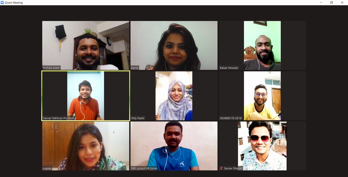 SaroarShezan1's tweet photo. Recalling GP Life🥰
Monthly Meeting😁
Called by MG Azam Boss.
Topic- KPI, Roster, Pandemic and performance  analysis of June -2020.
Dear absent members you're gonna penalties 😇! https://t.co/e6FeJsKnoj