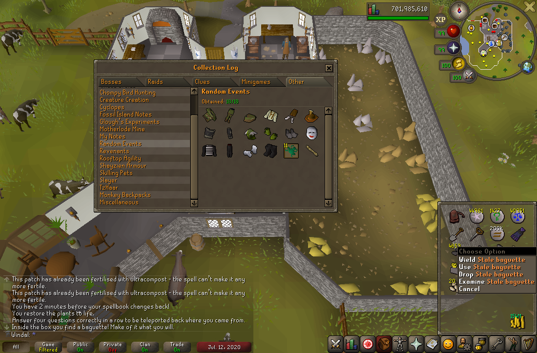 WindalRS's tweet photo. Stale Baguette! Random Events collection log completed! https://t.co/ECJaCsLpXj
